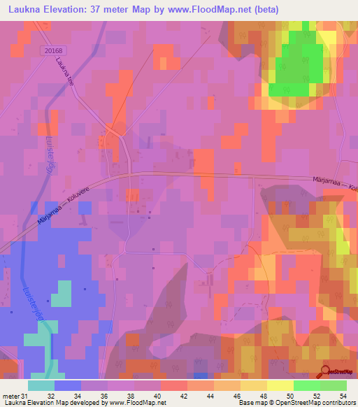 Laukna,Estonia Elevation Map