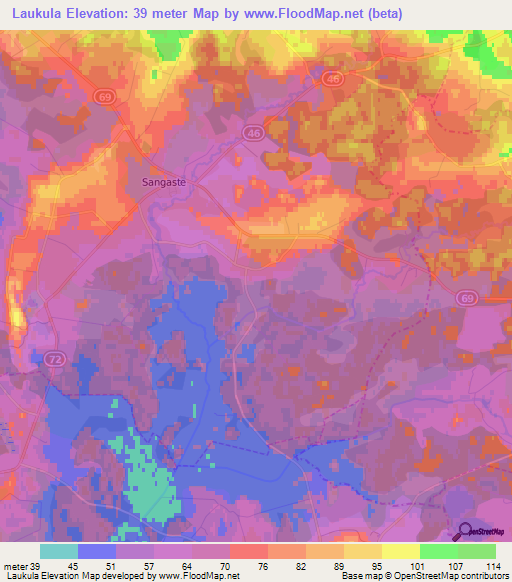 Laukula,Estonia Elevation Map