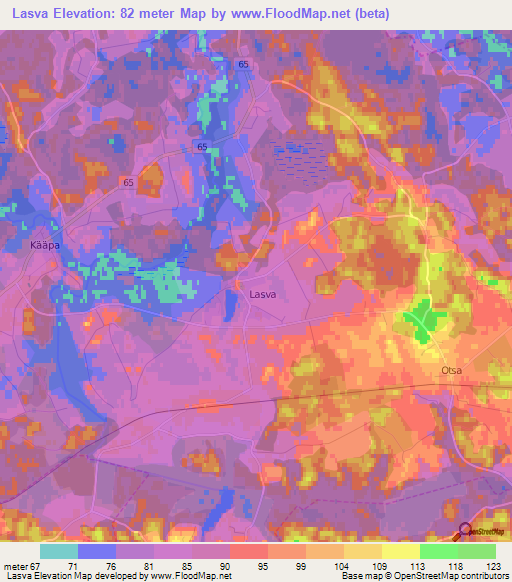 Lasva,Estonia Elevation Map