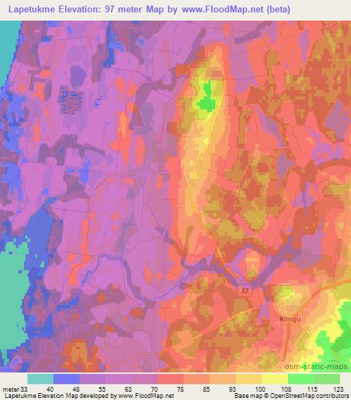 Lapetukme,Estonia Elevation Map