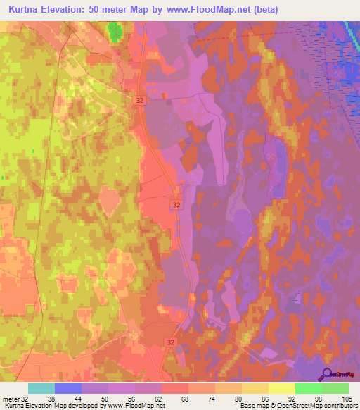 Kurtna,Estonia Elevation Map