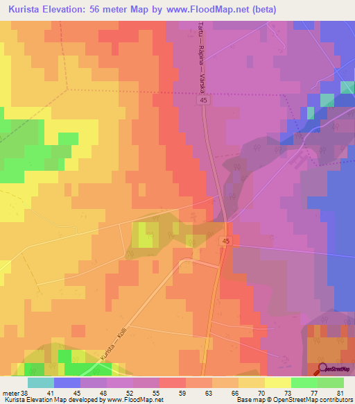 Kurista,Estonia Elevation Map