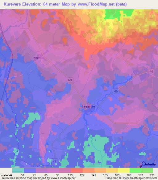 Kurevere,Estonia Elevation Map