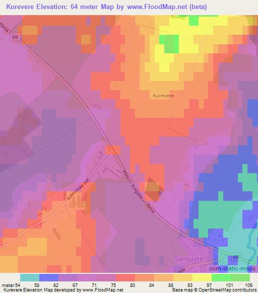 Kurevere,Estonia Elevation Map