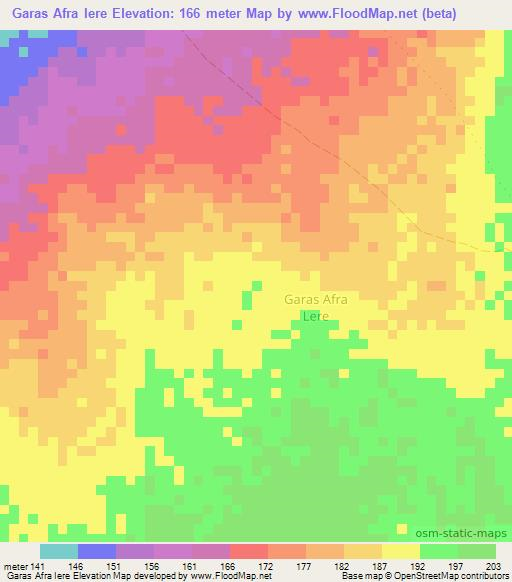 Garas Afra Iere,Somalia Elevation Map