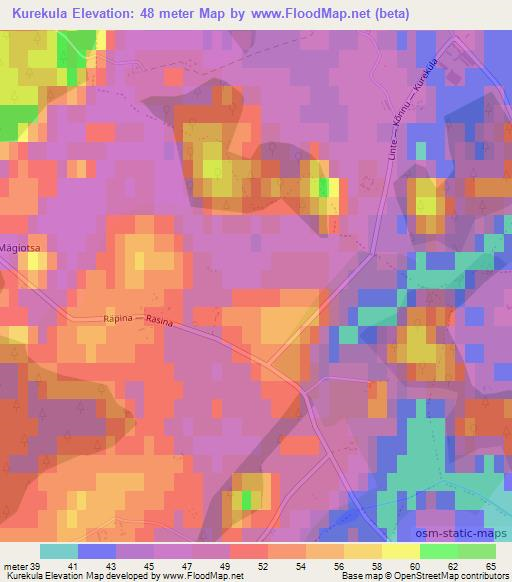 Kurekula,Estonia Elevation Map