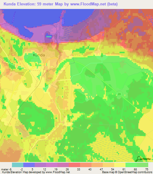 Kunda,Estonia Elevation Map