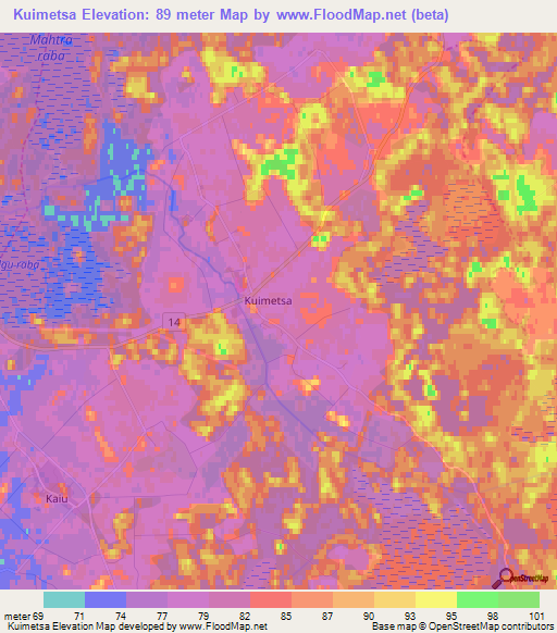 Kuimetsa,Estonia Elevation Map