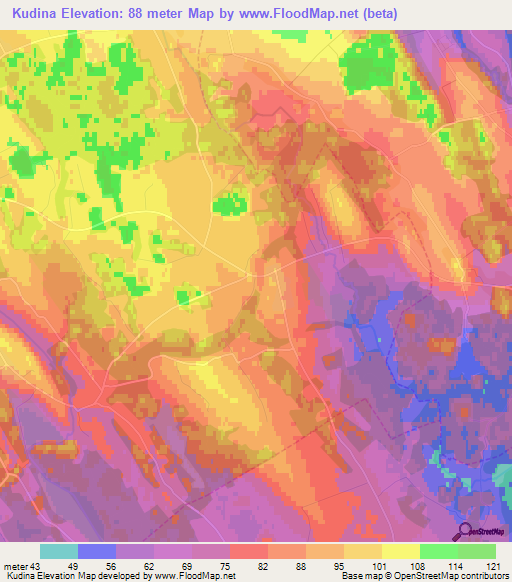 Kudina,Estonia Elevation Map