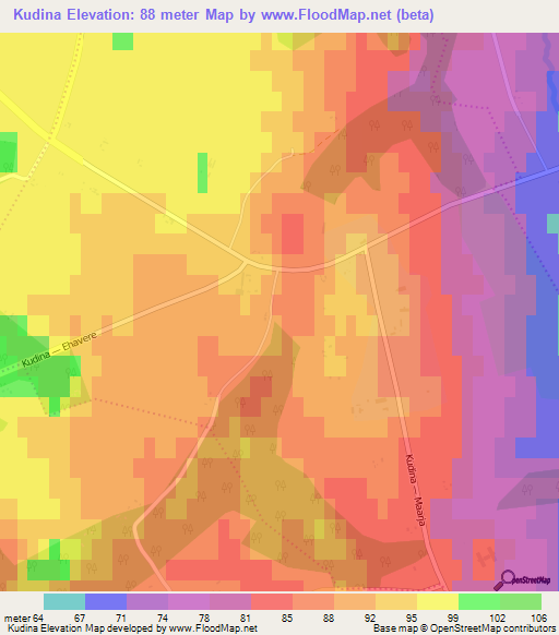 Kudina,Estonia Elevation Map