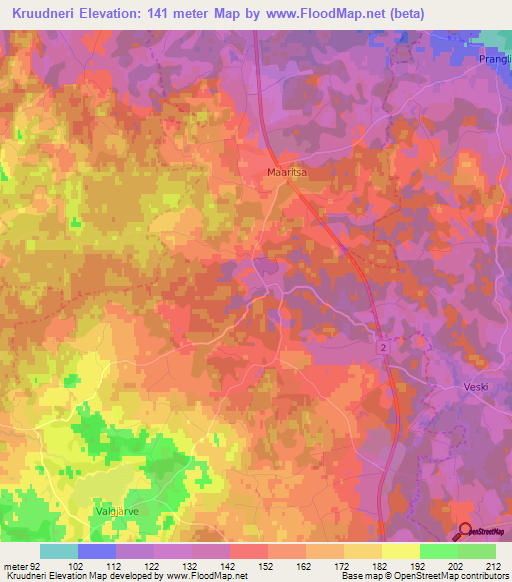 Kruudneri,Estonia Elevation Map