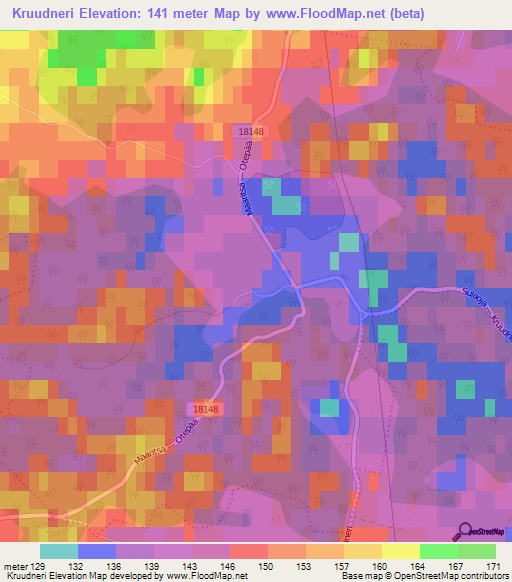 Kruudneri,Estonia Elevation Map