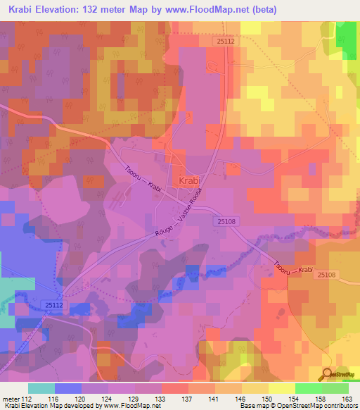 Krabi,Estonia Elevation Map
