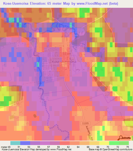 Kose-Uuemoisa,Estonia Elevation Map