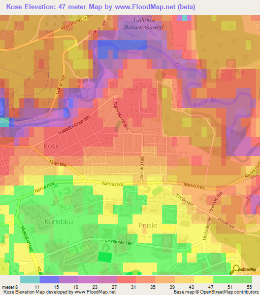 Kose,Estonia Elevation Map