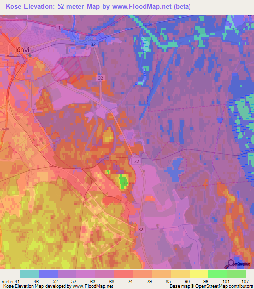 Kose,Estonia Elevation Map
