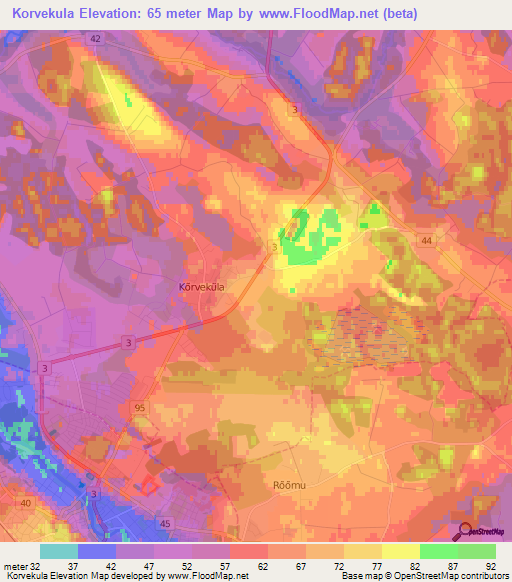 Korvekula,Estonia Elevation Map
