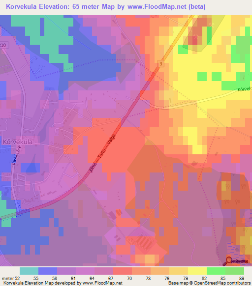 Korvekula,Estonia Elevation Map