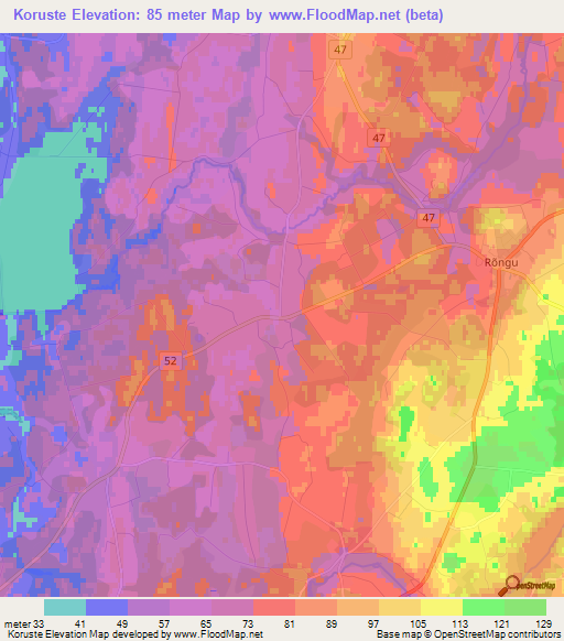 Koruste,Estonia Elevation Map