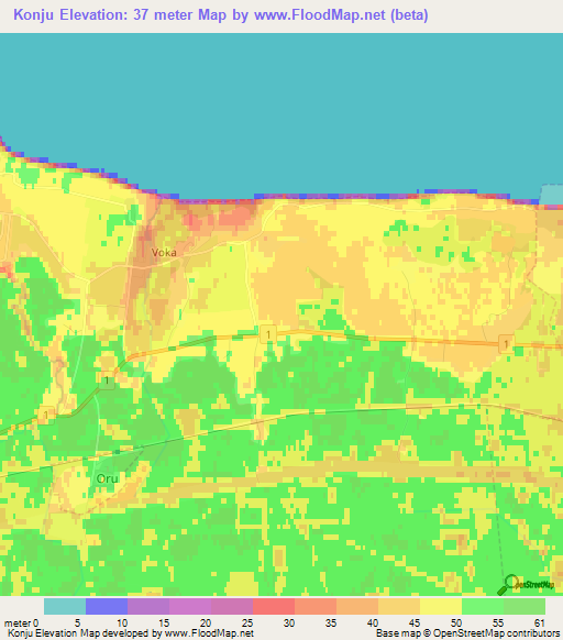 Konju,Estonia Elevation Map