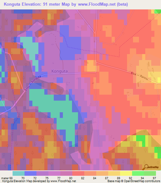 Konguta,Estonia Elevation Map