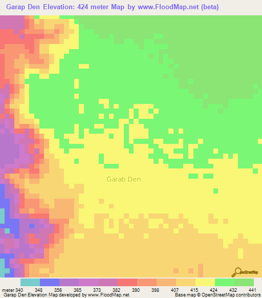 Garap Den,Somalia Elevation Map