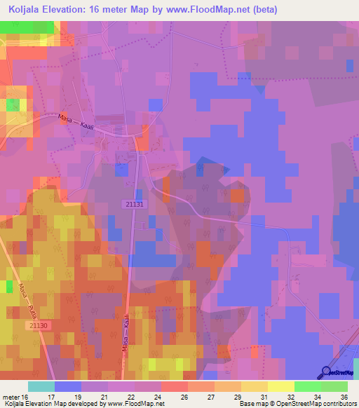Koljala,Estonia Elevation Map