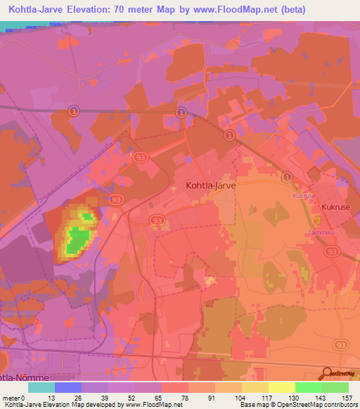 Kohtla-Jarve,Estonia Elevation Map