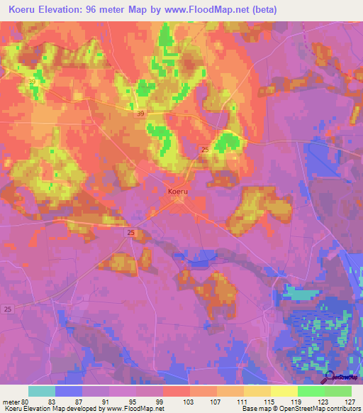 Koeru,Estonia Elevation Map