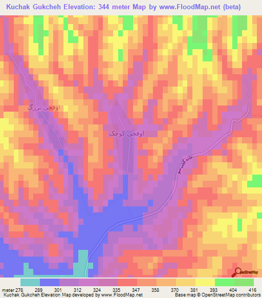 Kuchak Gukcheh,Iran Elevation Map