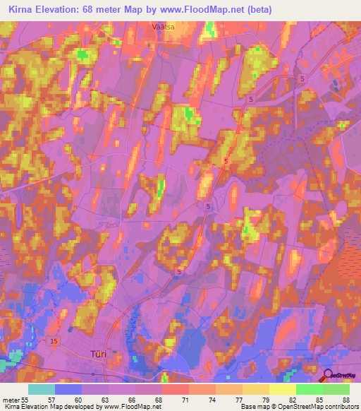 Kirna,Estonia Elevation Map