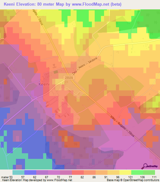 Keeni,Estonia Elevation Map