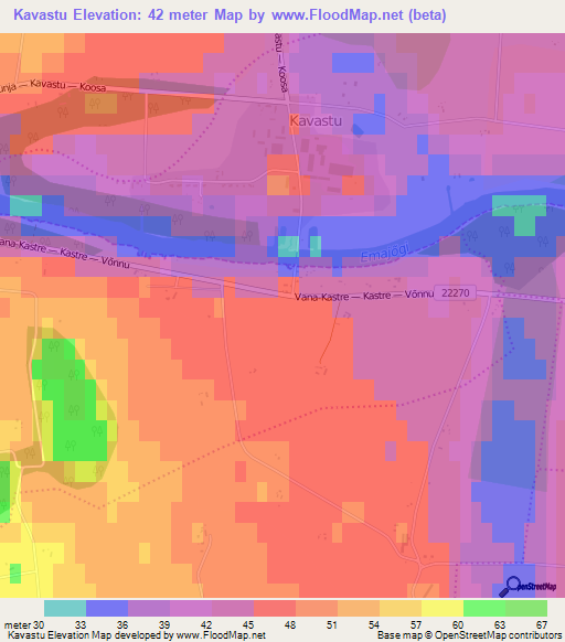 Kavastu,Estonia Elevation Map