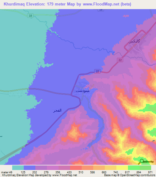 Khurdimaq,Iran Elevation Map