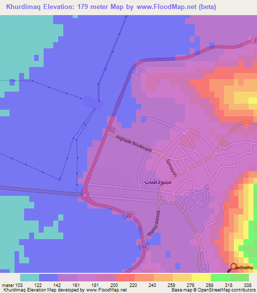 Khurdimaq,Iran Elevation Map