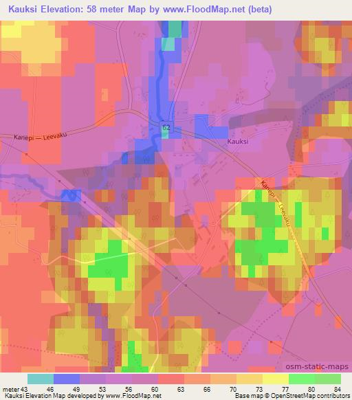 Kauksi,Estonia Elevation Map