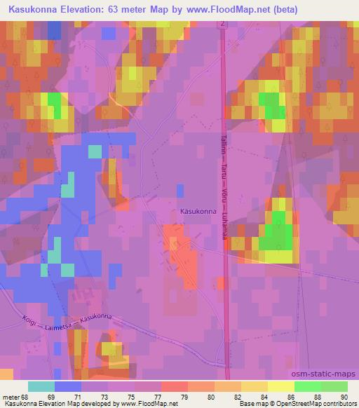 Kasukonna,Estonia Elevation Map