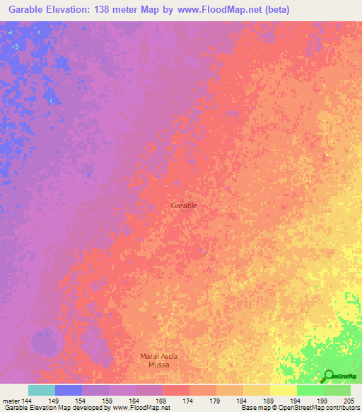 Garable,Somalia Elevation Map