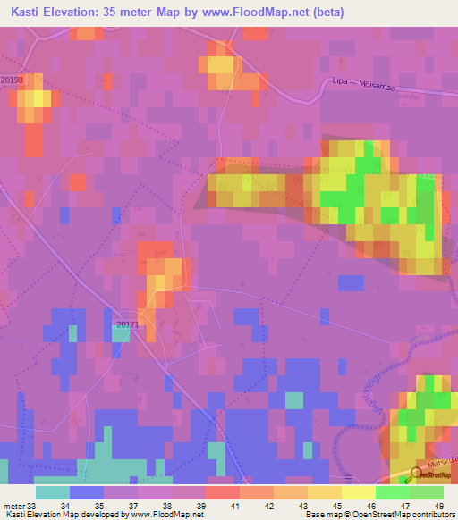 Kasti,Estonia Elevation Map