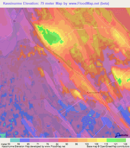 Kassinurme,Estonia Elevation Map