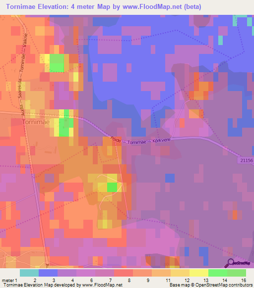 Tornimae,Estonia Elevation Map