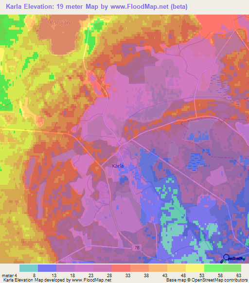 Karla,Estonia Elevation Map