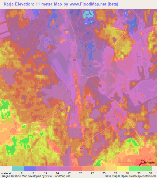 Karja,Estonia Elevation Map