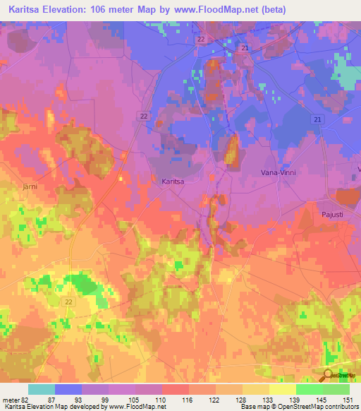 Karitsa,Estonia Elevation Map