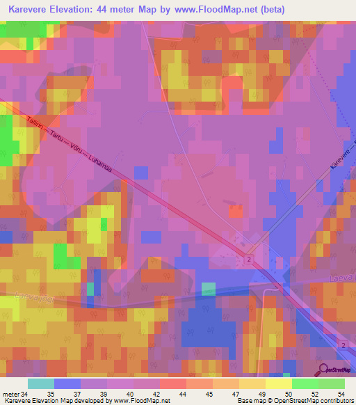 Karevere,Estonia Elevation Map