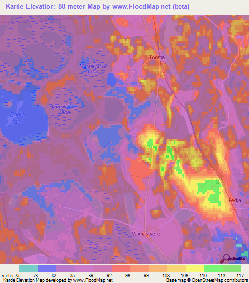Karde,Estonia Elevation Map