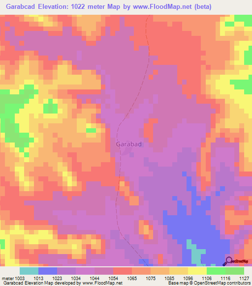 Garabcad,Somalia Elevation Map