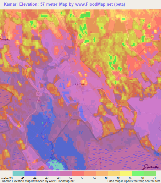 Kamari,Estonia Elevation Map