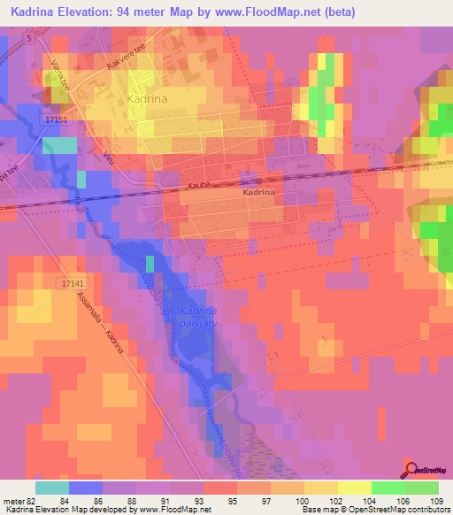 Kadrina,Estonia Elevation Map