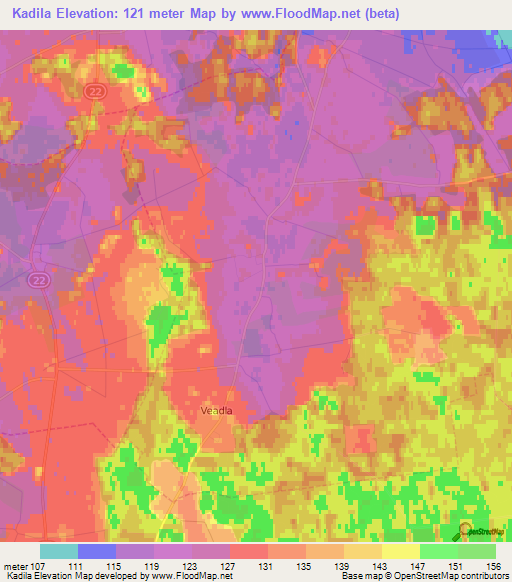 Kadila,Estonia Elevation Map